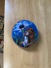 NEEDLE FELT BROOCH MOUSE WITH DANDYLION