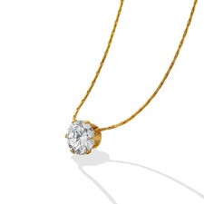 Zarte Edelstahlkette, runder Zirkonia in Krallenfassung, minimalistisch, Damen