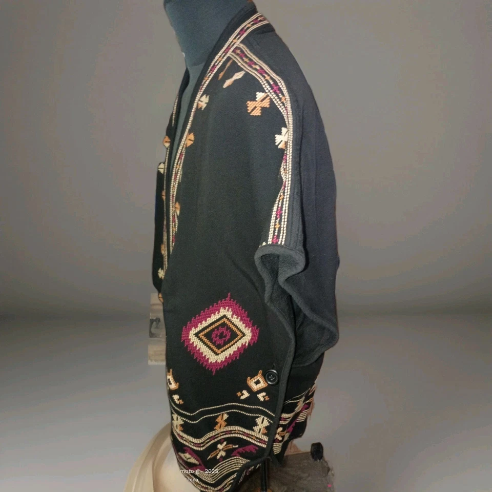 Hermoso poncho envolvente Lucky Brand Love In Love talla única negro estilo suroeste Foto 4 de 4