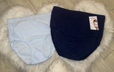 2 Pack Jockey Elance Brief Panties Pointelle Cotton Womens Size 6 M Medium Blue