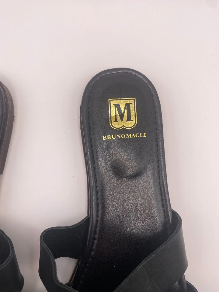 Bruno Magli Women Alessia Black Leather Sandal Sz 9.5 - Image 2 of 4