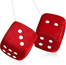 Fuzzy Dice For Rear View Mirror 1 Pair Red Car Dice With White Dots