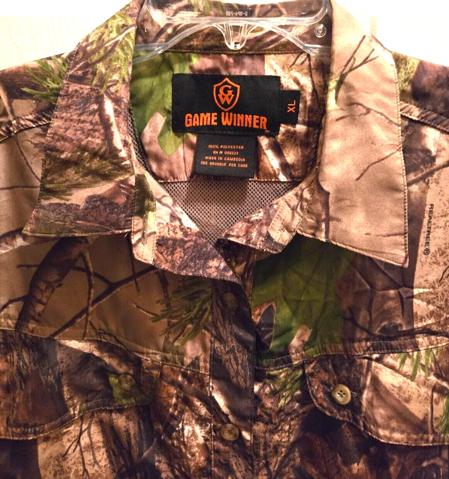 Boys Youth XL Vented Realtree Short Sleeved Shirt Camoflauge Game Winner - Image 3 of 4
