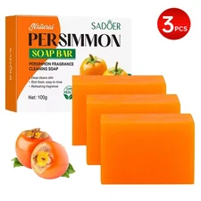 3PCS Persimmon Soap Bar Body Odor Control Deodorant Soap For Men & Women 100g