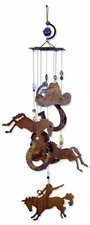 Western Wind Chime 24" - Broncos, Rodeo Cowboys, Horsing Around Design