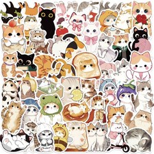 50PCS Cartoon Cute Cat Graffiti Stickers Decorative Luggage Notebook DIY Waterpr