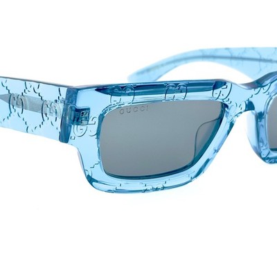 Auth GUCCI Sunglasses Clear Blue Plastic - h31896a Gucci Blue Transparent Acetate Frame Sunglasses- GG0261SA  main image 4