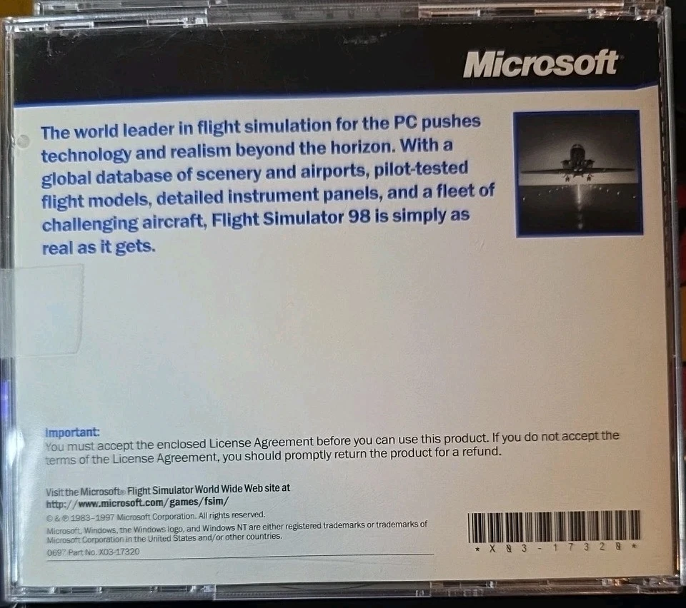 Microsoft Flight Simulator 98 Cd Rom 1997 Very Good Condition Case Cover Vintage - Image 2 of 2