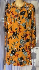 Papaya Women's Orange Floral Print Mini Shirt Dress Size 14 vgc