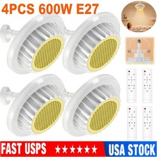 4PCS E27 Bathroom LED Light Heater 600W Ceiling Heating Fan Lamp Remote Control