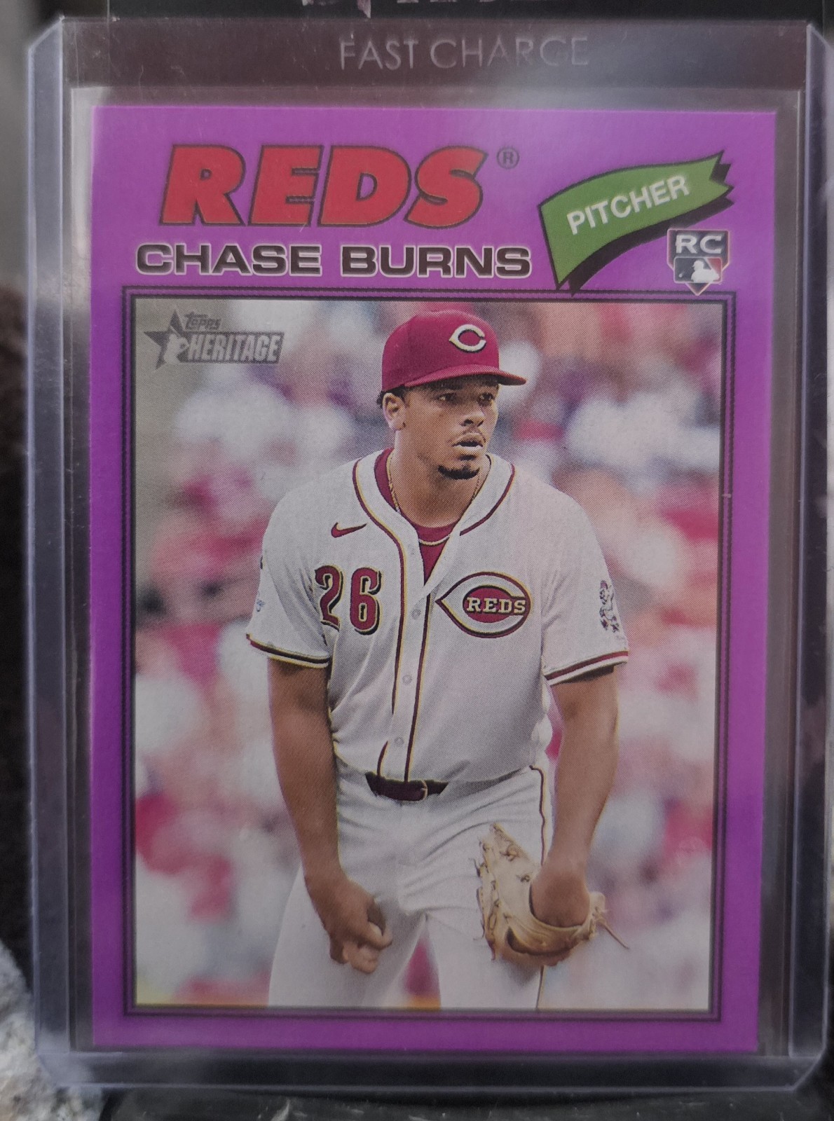 2026 Topps Heritage - Chase Burns #212 Light Purple Border (RC) Reds