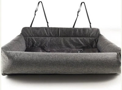 PAW Brands PupProtector Memory Foam Double Seat Dog Car Bed, Grey 36x18x13