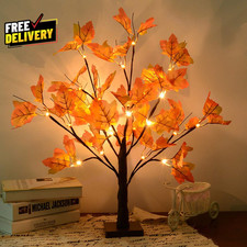 Artificial Fall Lighted Maple Tree 24 LED Thanksgiving Decorations Table Ligh...