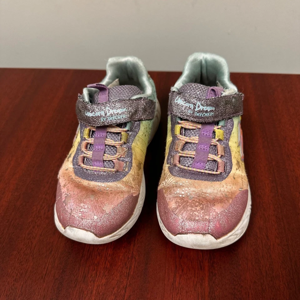 Niños Skechers Unicornio Sueño Zapatos Niño Pequeño 11 Arco Iris Brillo Gancho Lazo Foto 2 de 4