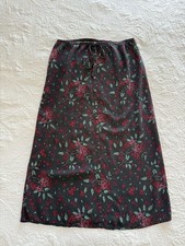 90s Vintage Witchy Black Floral Midi Skirt Grunge Boho Whimsigoth Dark Cottage M