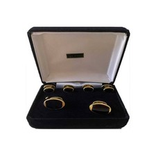 Oval Faux Onyx Cuff Link  Stud set in Gift Box