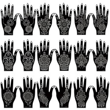 18 Sheet Henna tattoo kit Temporary Tattoo Stencils, Hands Medium, Black