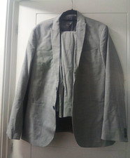 Racing Green Grey Check 2-Piece Suit 2-Button Notch Lapel Regular Fit 44