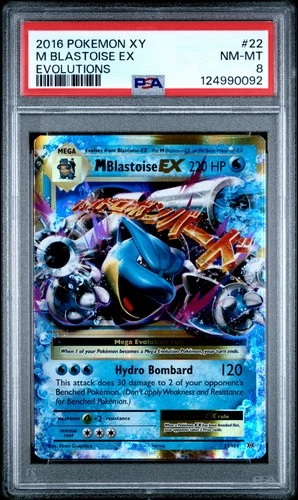 2016 POKEMON XY EVOLUTIONS #22 M BLASTOISE EX PSA 8