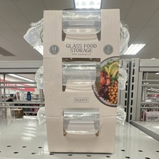 PLENTI Glass Food Storage Containers 3pc Set 14oz Locking Lid Leak Proof