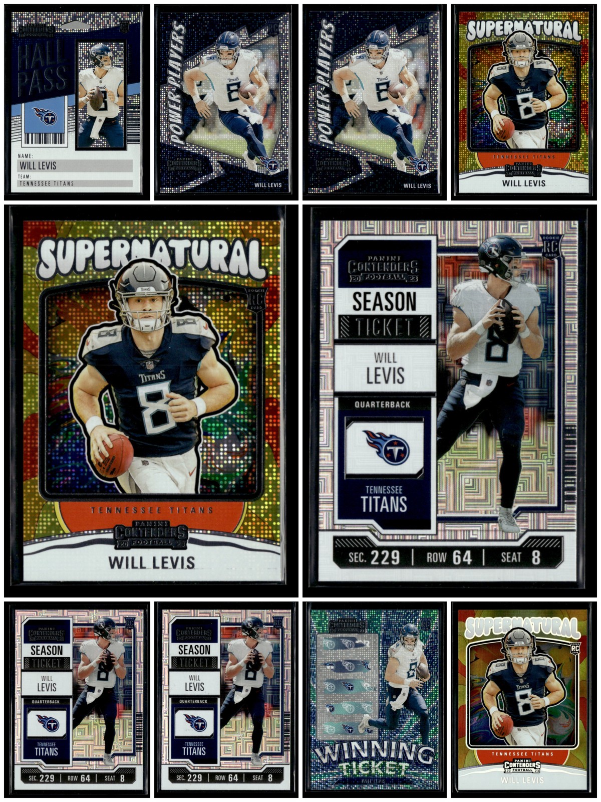 Will Levis 2023 Panini Contenders Supernatural Season RC Power 10 Cards Lots