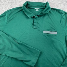 Untuckit Shirt Mens Extra Large Green Polo Long Sleeve Damaschino Pocket Golf