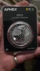 2023 First Strike 1oz Silver Britannia W/ Trident Privy Sealed In Assay.