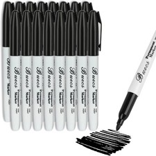 Permanent Markers, 128 Count Black Permanent Markers, Fine Point, Waterproof 