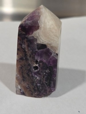 Purple Fluorite Druzy Tower with White Calcite | Crystal Cave Pocket Point