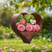 HäNgetopf Metall Rostoptik Mit Wandhalterung Blumentopf Deko FüR Pflanzen
