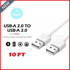 4X-10 ft USB 2.0 Type A Male to A Male Cable - High Speed Data Transfer Charger