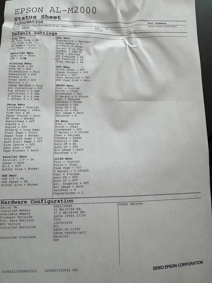 Stampante Epson AcuLaser M2000 Stampante Laser Professionale Monocromatica USB - Immagine 2 di 3