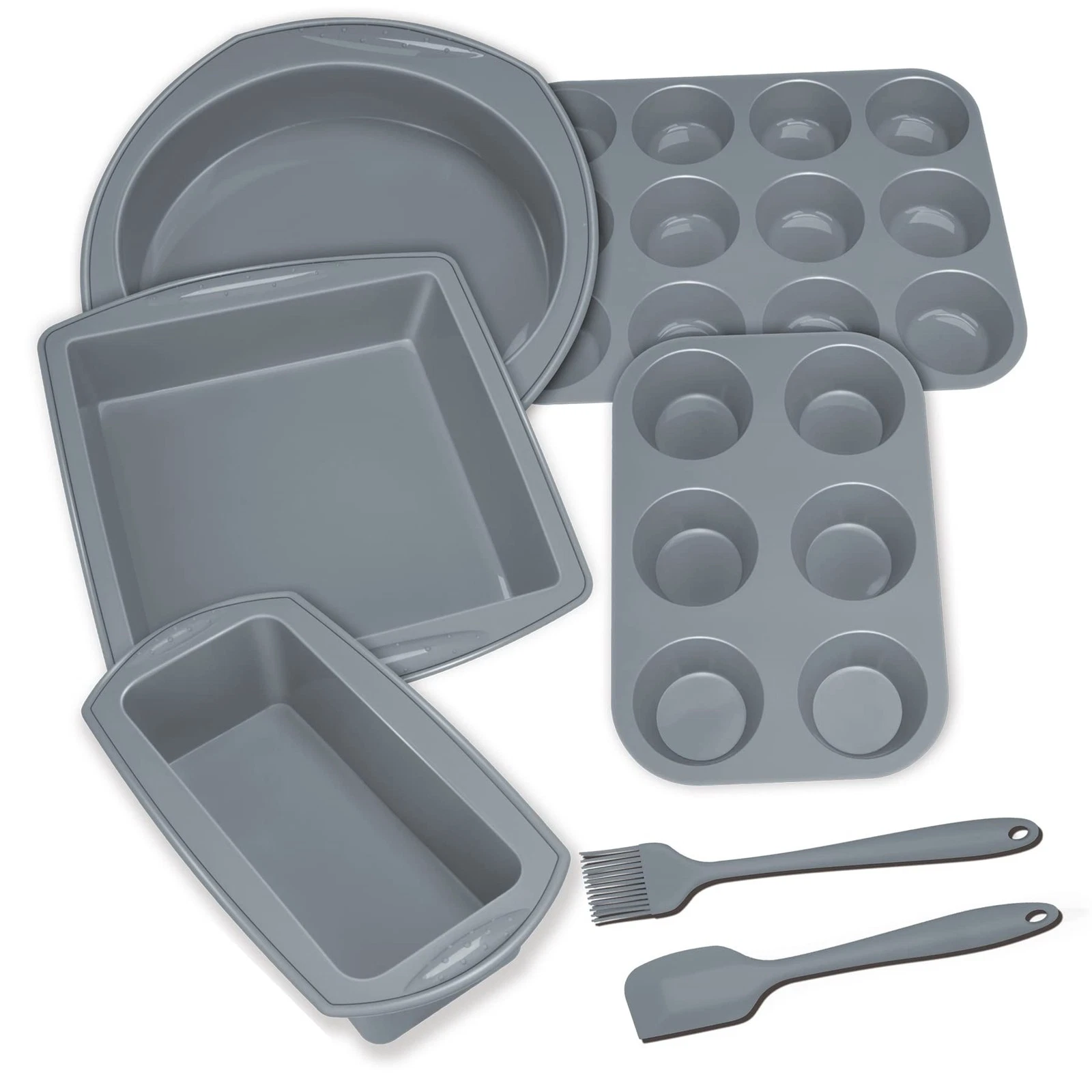 Economical 7in1 Nonstick Silicone Baking Cake Pan Cookie Sheet Molds Tray, He...