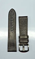 24mm Brown Genuine Leather Watch Band - USA