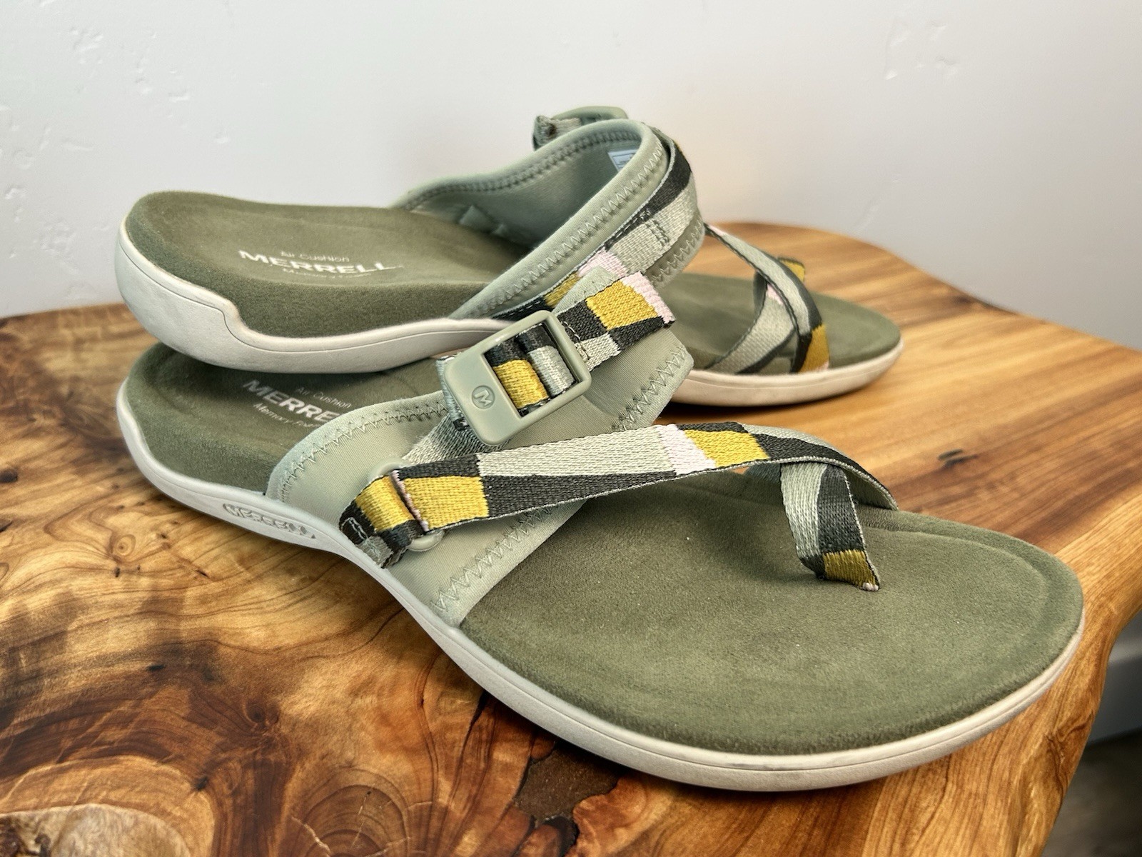 Merrell Sandali Donna 8 Cush Slide Verde Cinturino Ammortizzato ad Aria Memory Foam