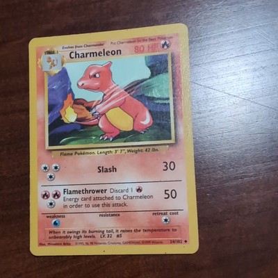 Extremely RARE Stage 1 Pokemon Charmeleon Card 24/102, 1995