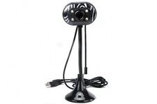 Webcam con microfono usb 2.0 videocamera 4 led asta flessibile telecamera pc