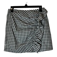 Lovers + Friends Skirt Women Medium Black And White Gingham Ruffle A Line Mini