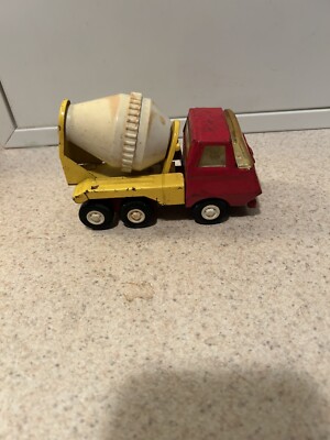 Vintage Tonka Mini Cement Truck Concrete Mixer Small Pressed Steel Red Yellow