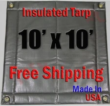 10' x 10' Insulated Poly Tarp 1/4" Foam Core Concrete Padding Wall Cushion Kiln