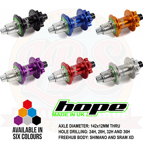 Hope Pro 4 Rear Hub 142x12mm Thru - All Colors, Spoke Holes and