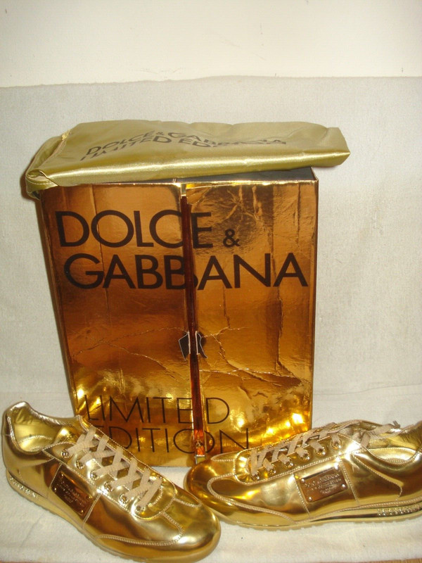 100% AUTHENTIC NEW MEN DOLCE GABBANA LIMITED EDITION GOLD SNEAKER UK 9/US 10 D
