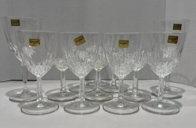 Set Of 12 Vtg Luminarc Diamant Crystal Footed Wine Stemware Wine 8 oz 12 oz NOS