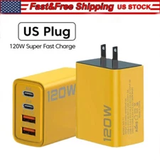 120W 4-Port USB C Fast Wall Charger Block For All Cell Phone iPad