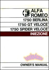 Alfa Romeo 1750 Owners Manual Gt Spider Veloce Berlina Handbook Guide 1969-1971