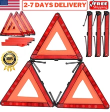 3PCS Car Emergency Warning Triangle DOT Approved Reflective Safety Roadside Kit