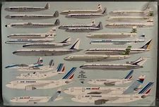 AIR FRANCE TAI UAT AIRLINES DC8 CARAVELLE COMET MERCURE  POSTER VINTAGE 1946-84