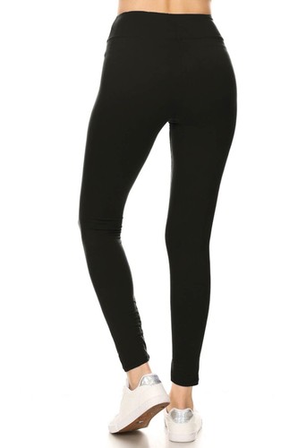 Women's 3" Waistband Yoga High Waisted Solid Leggings Pants Full Length Black... - Picture 4 of 8