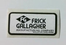 Vintage FG Frick Gallagher Manufacturing Wellston Ohio Coal Mining Sticker Decal