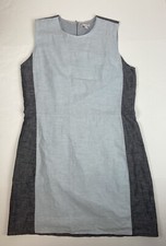 Gap Women's Size 14 Two-Tone Blue Linen Blend Sheath Dress Sleeveless Colorblock